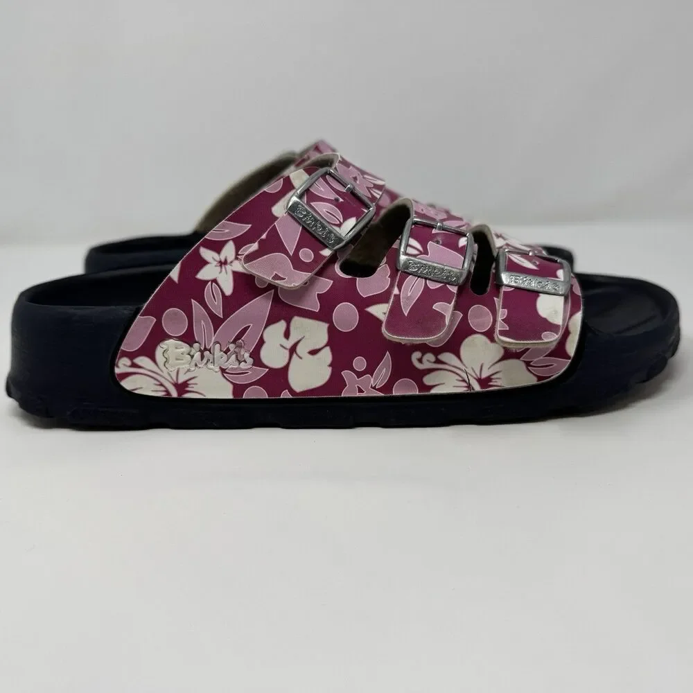 Birki’s by Birkenstock Sansibar Slide Sandal SZ 39 Floral 3 Strap Buckle Pool